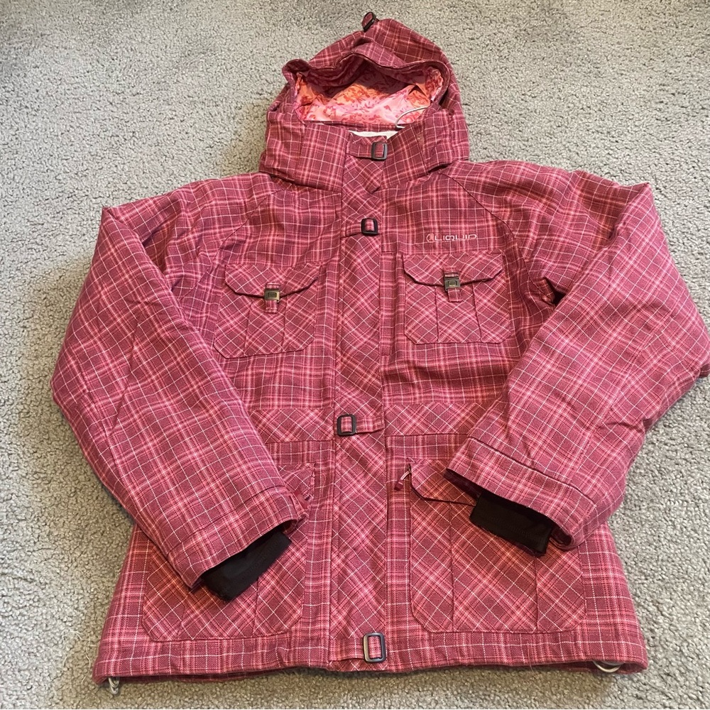Ski Jacket Liquid Boardwear Venture 2500 | Medium with Checkered Pink Pattern